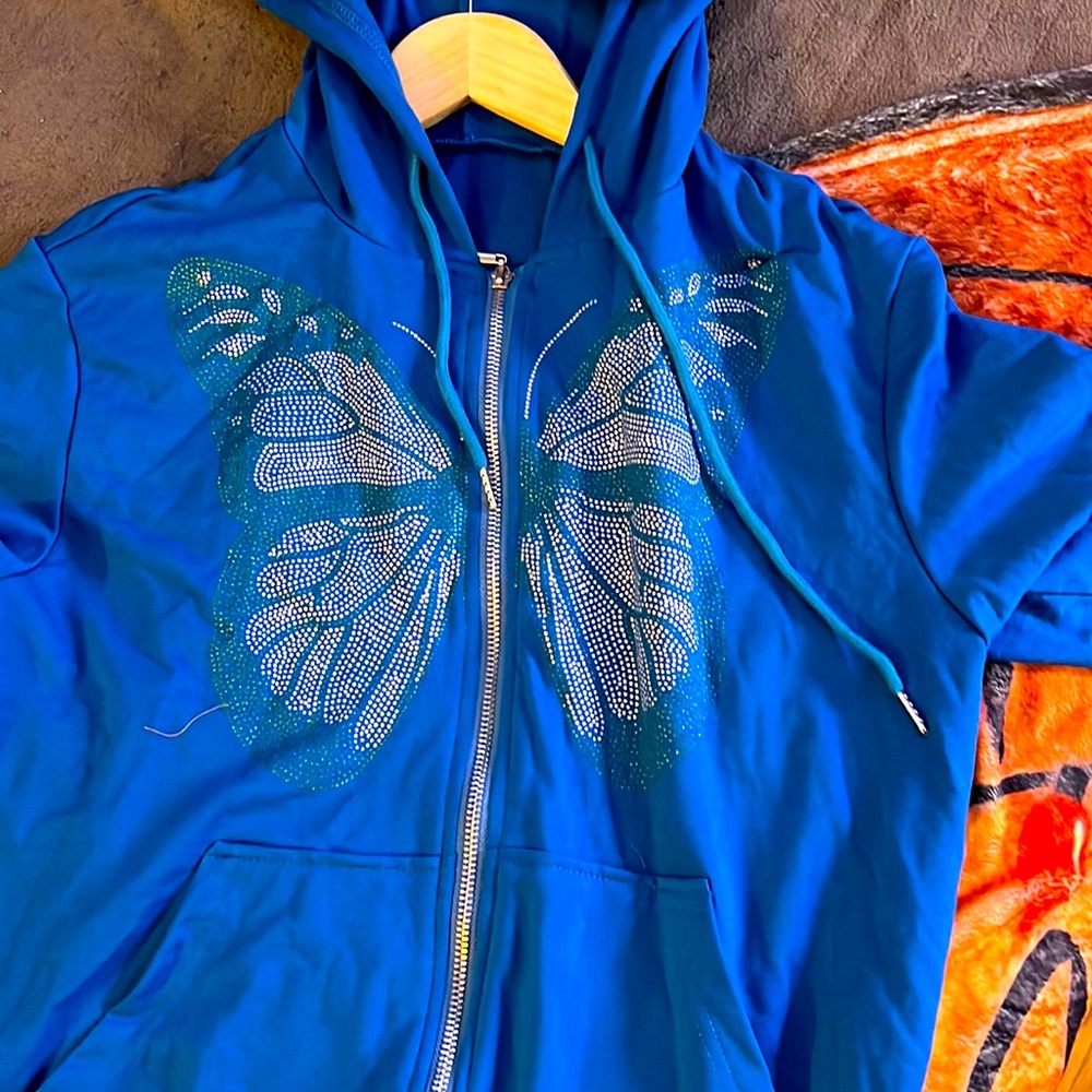 blue butterfly hoodie